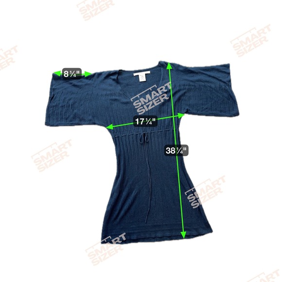 Max Studio Womens Babydoll Milkmaid Midi Dress M Blue Boho Y2K Drawstring Vtg - Picture 2 of 6